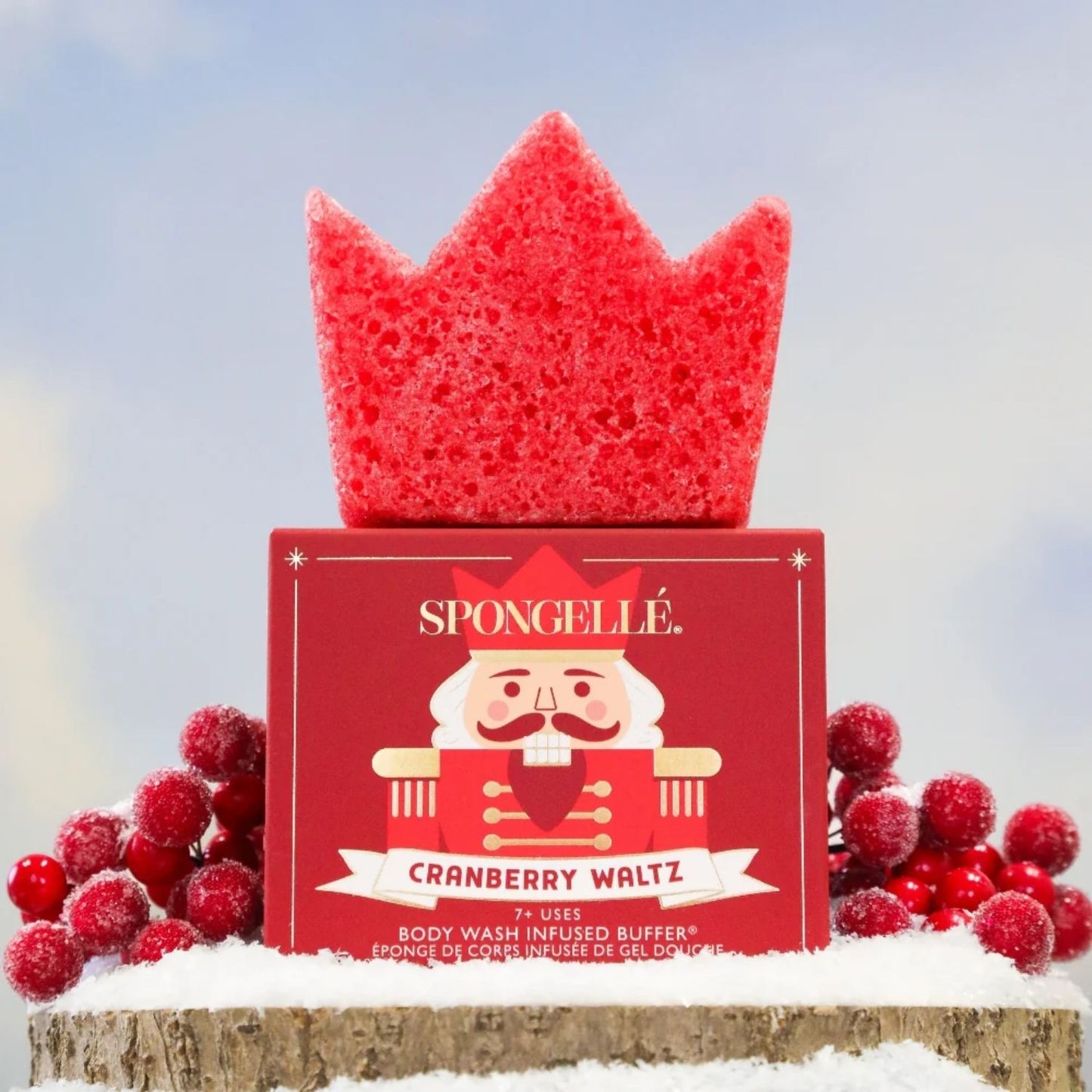 Spongellé Cranberry Waltz Body Wash Infused Buffer | Holiday Nutcracker - Pre Order