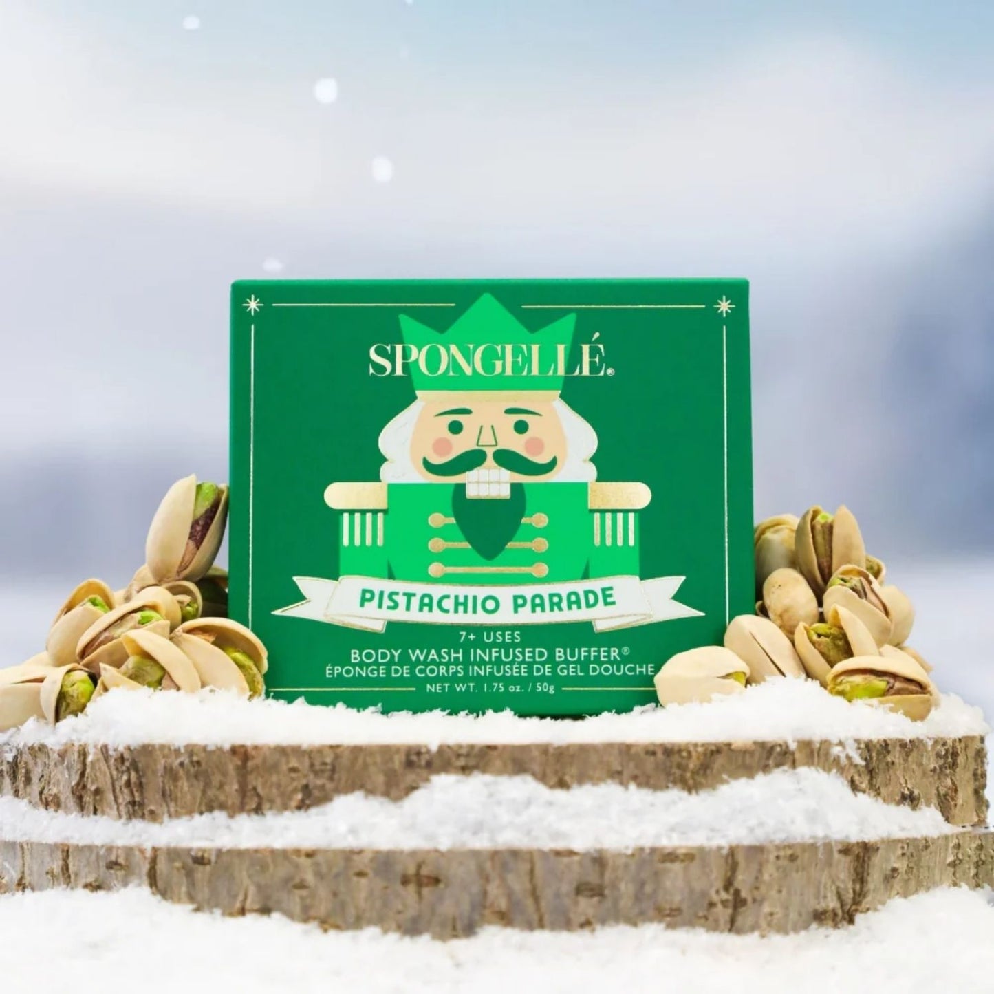 Spongellé Pistachio Parade Body Wash Infused Buffer | Holiday Nutcracker - Pre Order