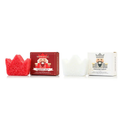 Spongellé Red Holiday Nutcracker Body Buffer Gift Set | Cranberry Waltz & Marzipan March - Pre Order
