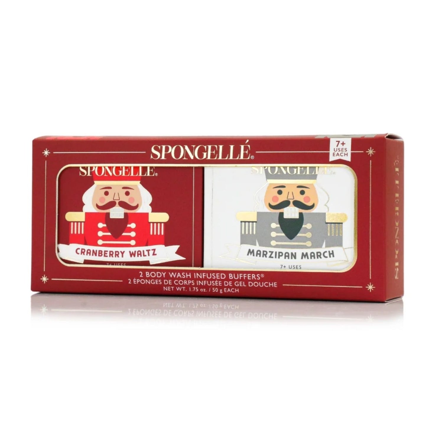 Spongellé Red Holiday Nutcracker Body Buffer Gift Set | Cranberry Waltz & Marzipan March - Pre Order