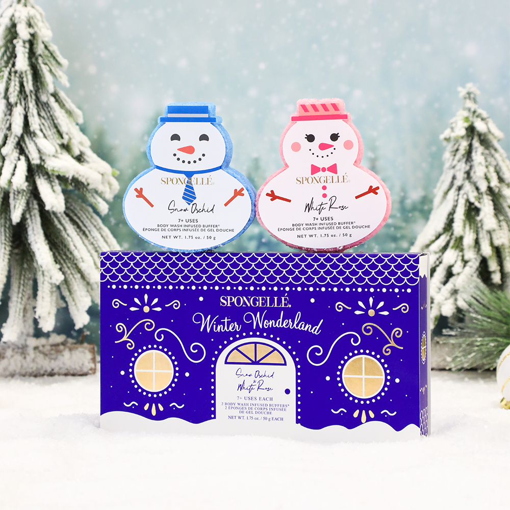 Winter Wonderland Snowman Gift Set of 2 Body Wash Infused Buffer